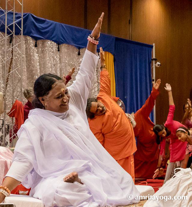 Amma practicing yoga